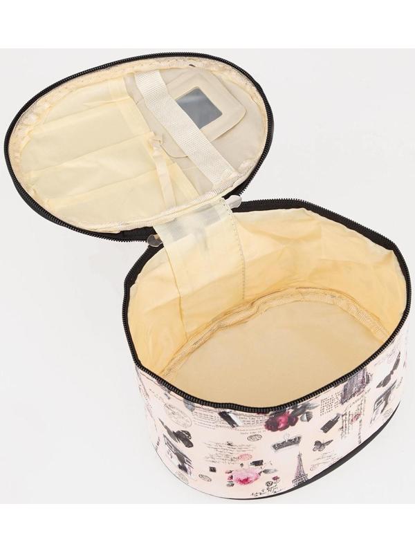 Косметичка на молнии, с зеркалом, цвет бежевый