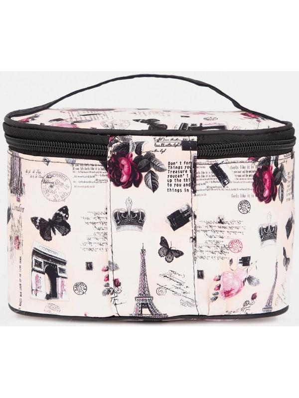 Косметичка на молнии, с зеркалом, цвет бежевый