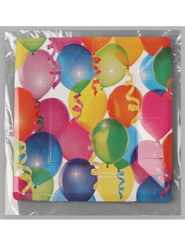 Тарелка бумажная «Шары», квадратная, 21 см