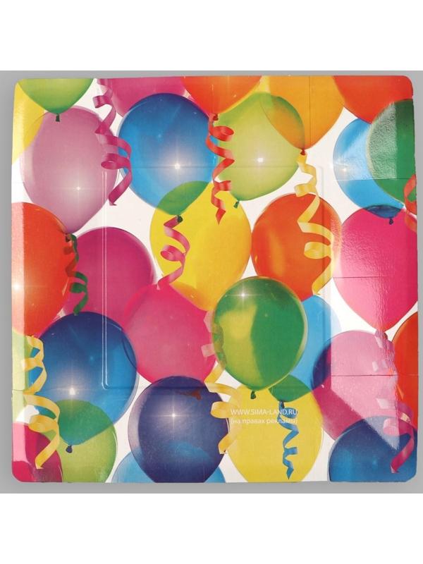 Тарелка бумажная «Шары», квадратная, 21 см