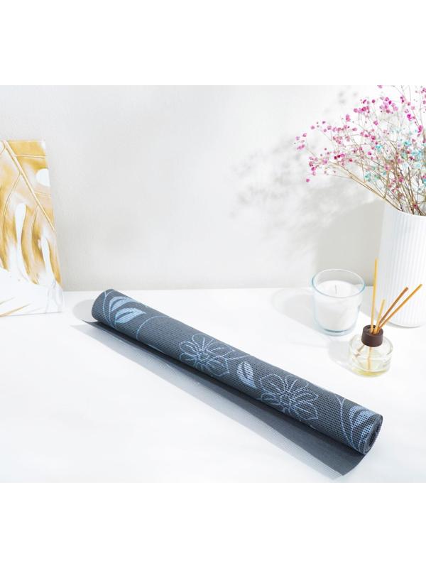 Коврик противоскользящий Доляна «Вьющиеся цветы», 45×100 см, цвет коричневый