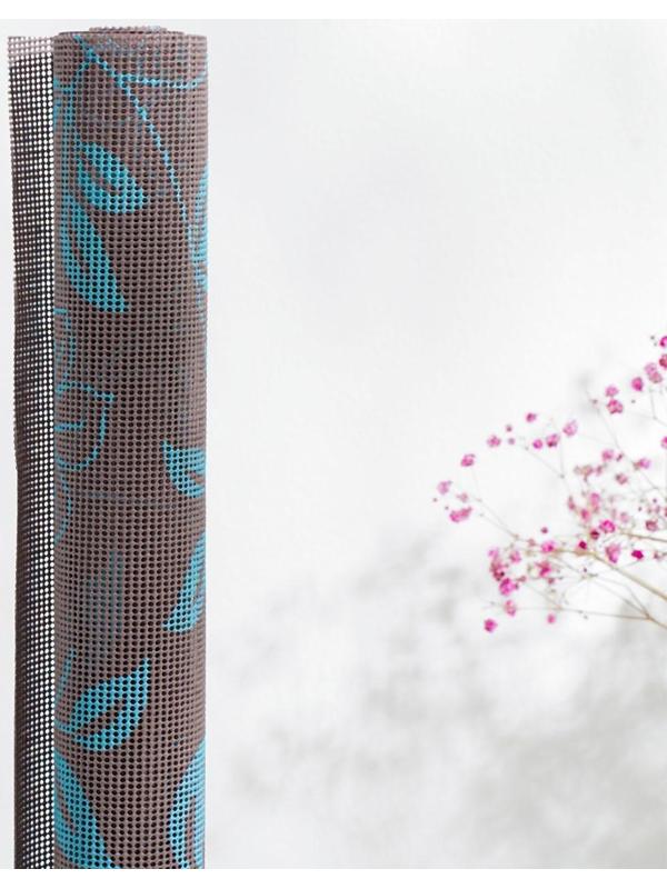 Коврик противоскользящий Доляна «Вьющиеся цветы», 45×100 см, цвет коричневый