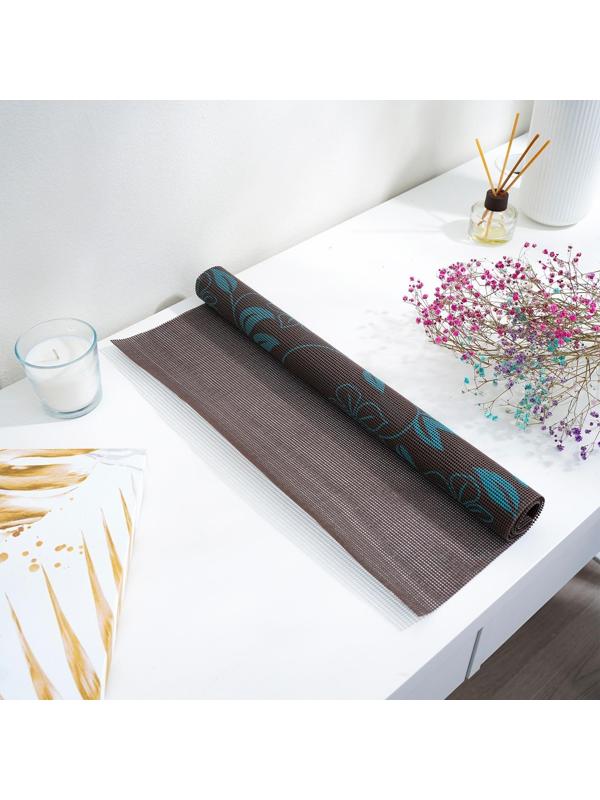 Коврик противоскользящий Доляна «Вьющиеся цветы», 45×100 см, цвет коричневый