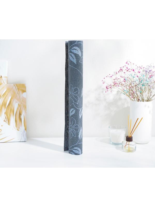 Коврик противоскользящий Доляна «Вьющиеся цветы», 45×100 см, цвет коричневый