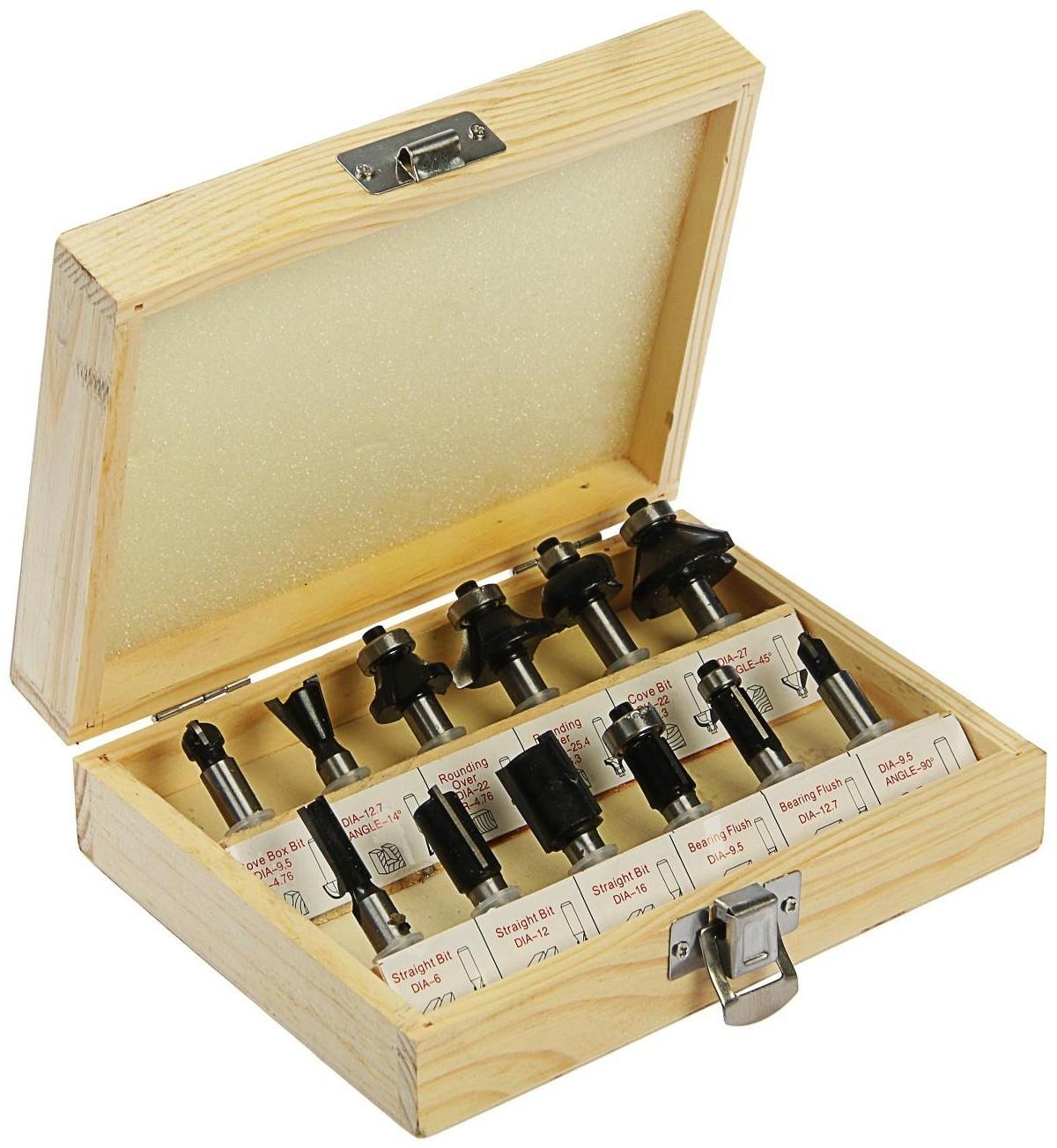 Сверла-фрезы VERTO 60H010, по дереву, набор 12 шт., хвостовик 8 мм