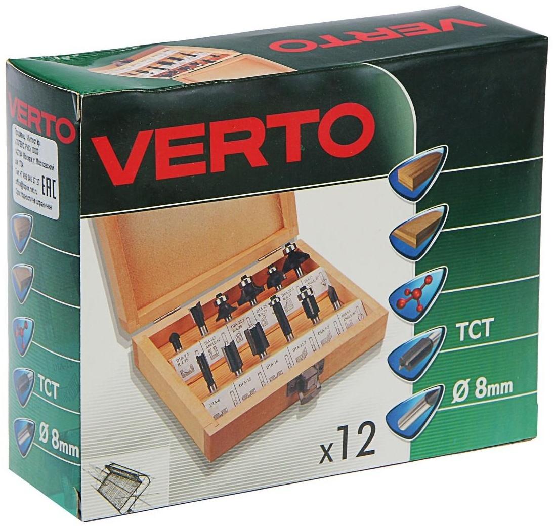 Сверла-фрезы VERTO 60H010, по дереву, набор 12 шт., хвостовик 8 мм