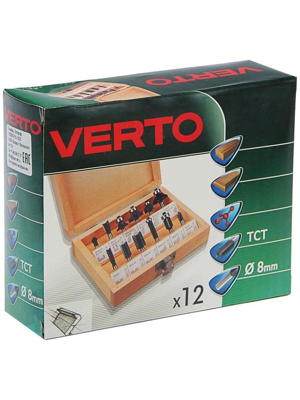 Сверла-фрезы VERTO 60H010, по дереву, набор 12 шт., хвостовик 8 мм