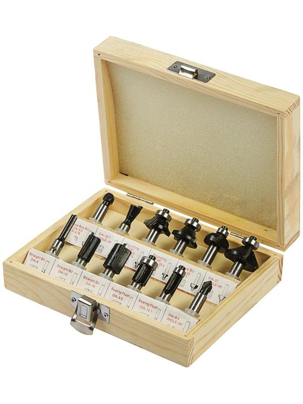 Сверла-фрезы VERTO 60H010, по дереву, набор 12 шт., хвостовик 8 мм