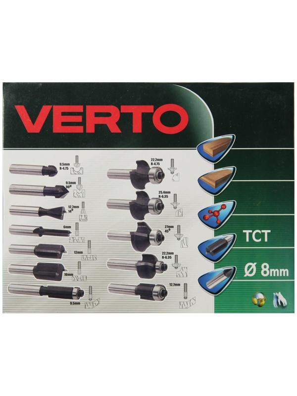 Сверла-фрезы VERTO 60H010, по дереву, набор 12 шт., хвостовик 8 мм