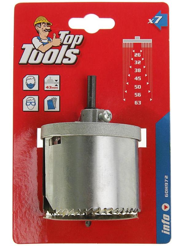 Набор коронок Top Tools 60H972, с центрирующим сверлом, 26-63 x 43 мм, 7 шт.