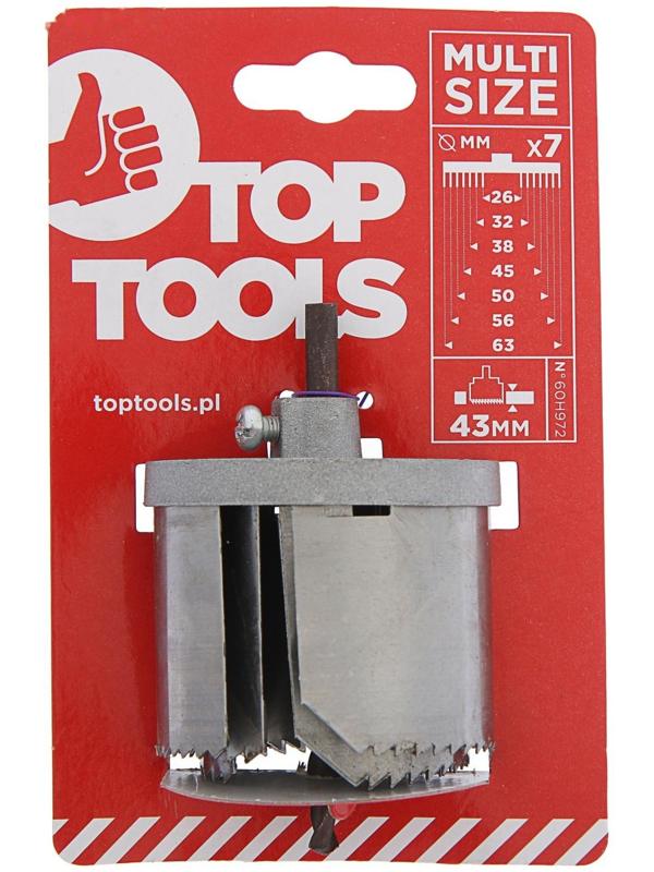 Набор коронок Top Tools 60H972, с центрирующим сверлом, 26-63 x 43 мм, 7 шт.