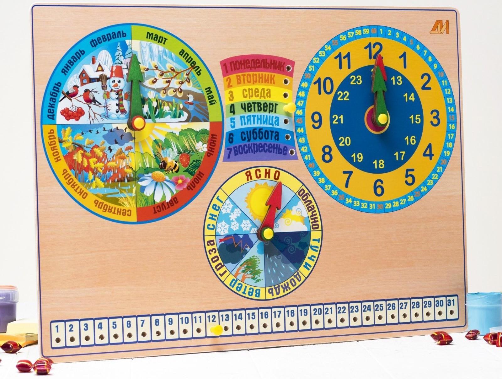 Развивающая доска «Календарь природы. Часы»