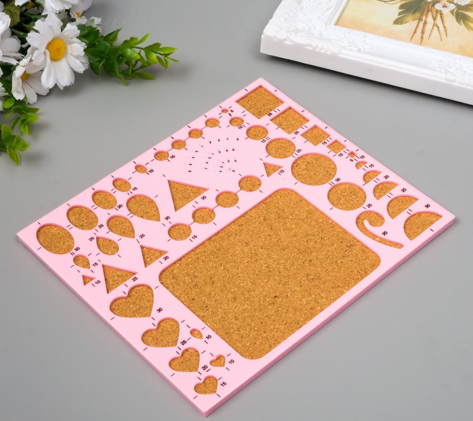 Линейка для квиллинга пластик, пробка МИКС 21,5х18,5х0,7 см