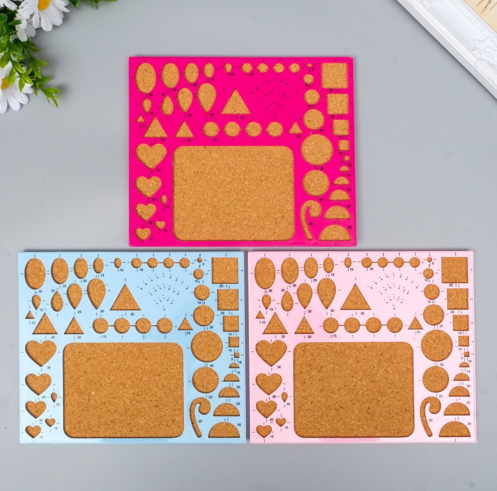 Линейка для квиллинга пластик, пробка МИКС 21,5х18,5х0,7 см