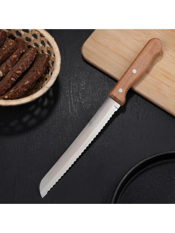 Нож кухонный для хлеба Dynamic, лезвие 20 см, с деревянной ручкой