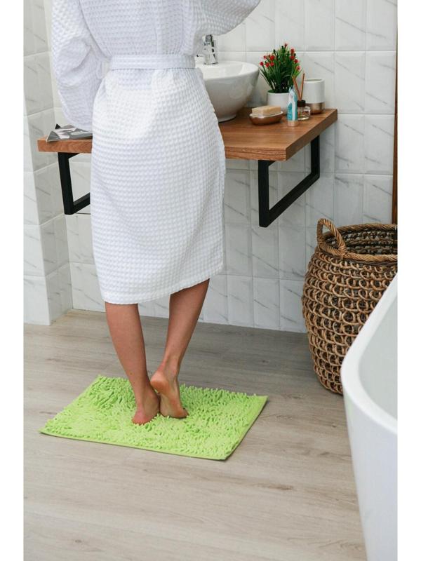 Коврик для ванной Доляна «Букли длинные», 40×60 см, цвет зелёный