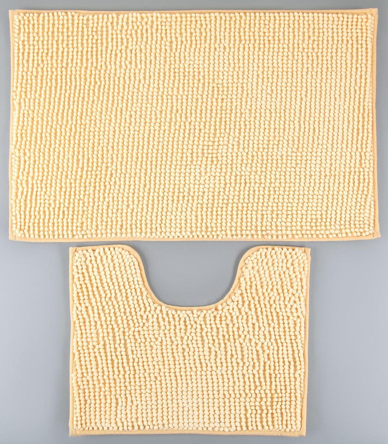 Набор ковриков для ванной и туалета Доляна «Букли», 2 шт: 40×50, 50×80 см цвет бежевый