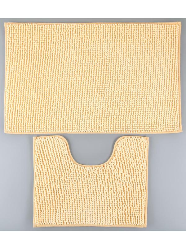 Набор ковриков для ванной и туалета Доляна «Букли», 2 шт: 40×50, 50×80 см цвет бежевый