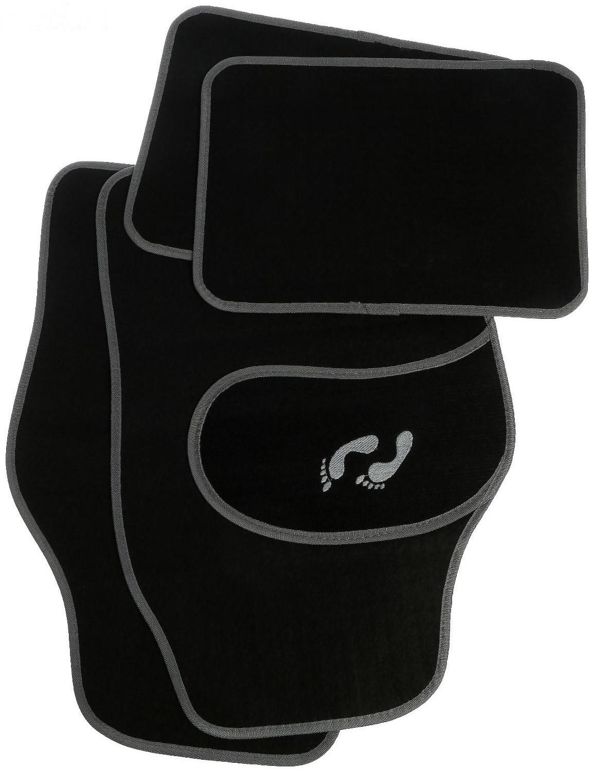 Коврики автомобильные TORSO, ворс, 62×42 см, 43×30 см, серый, набор 4 шт