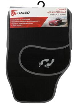 Коврики автомобильные TORSO, ворс, 62×42 см, 43×30 см, серый, набор 4 шт