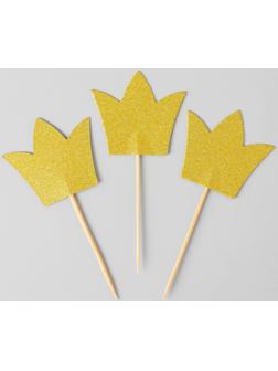 Шпажки «Корона», набор 12 шт., цвет золотой