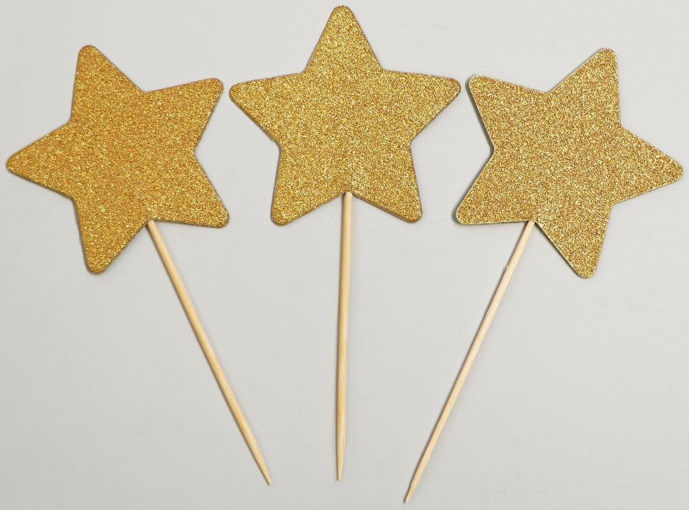 Шпажки «Звезда», набор 12 шт., цвет золотой