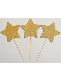 Шпажки «Звезда», набор 12 шт., цвет золотой