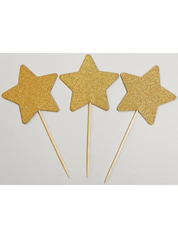 Шпажки «Звезда», набор 12 шт., цвет золотой