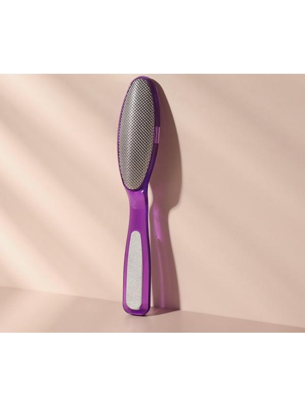 Тёрка для ног, металлическая, с пилкой на ручке, 17 см, цвет МИКС