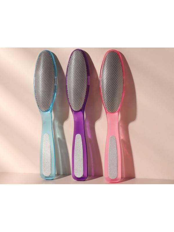 Тёрка для ног, металлическая, с пилкой на ручке, 17 см, цвет МИКС