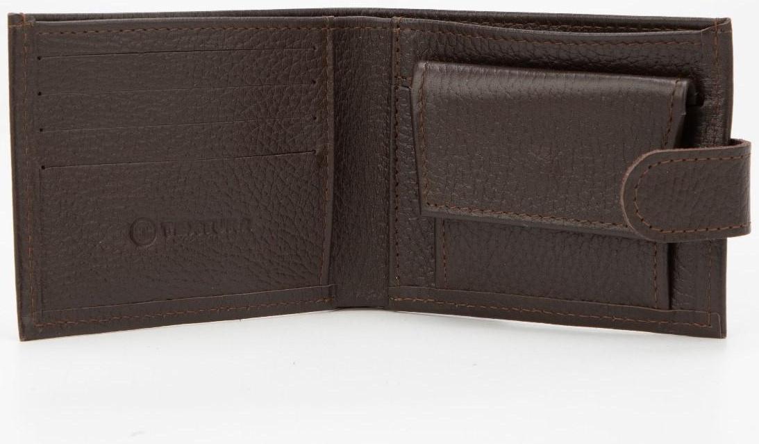 Портмоне на кнопке, для купюр, для карт, для монет, цвет коричневый