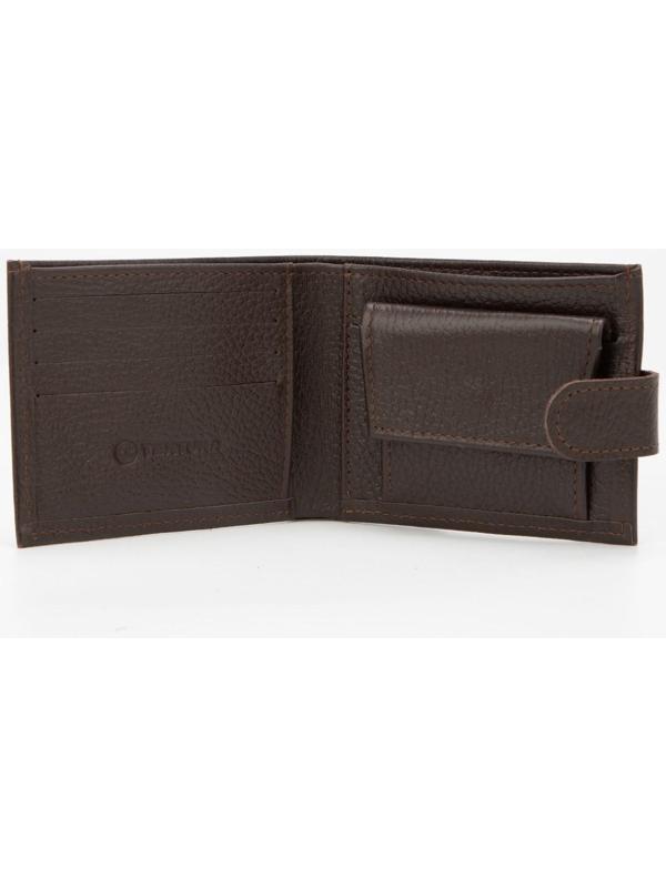 Портмоне на кнопке, для купюр, для карт, для монет, цвет коричневый