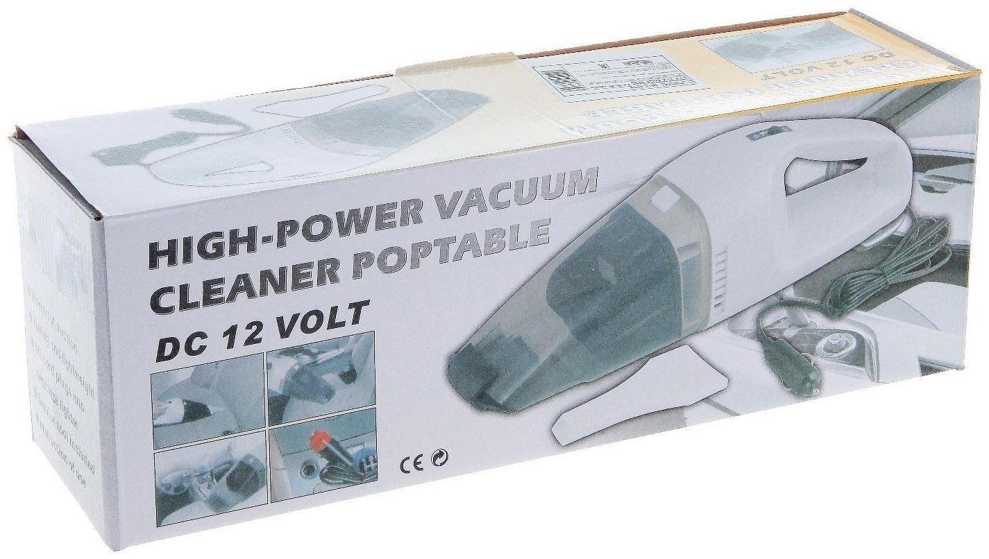 Пылесос автомобильный, 60 Вт, 12 В, белый