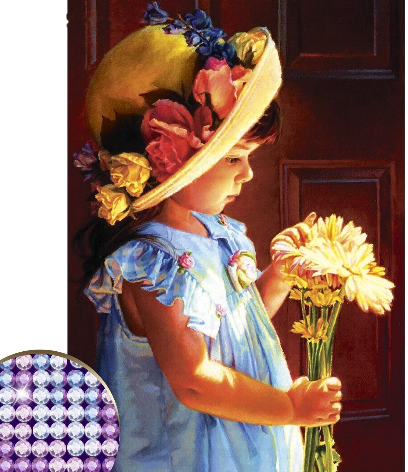 Алмазная мозаика с частичным заполнением «Девочка», 15 х 21 см. Набор для творчества