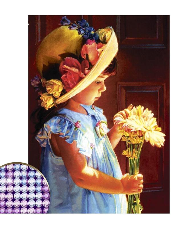 Алмазная мозаика с частичным заполнением «Девочка», 15 х 21 см. Набор для творчества