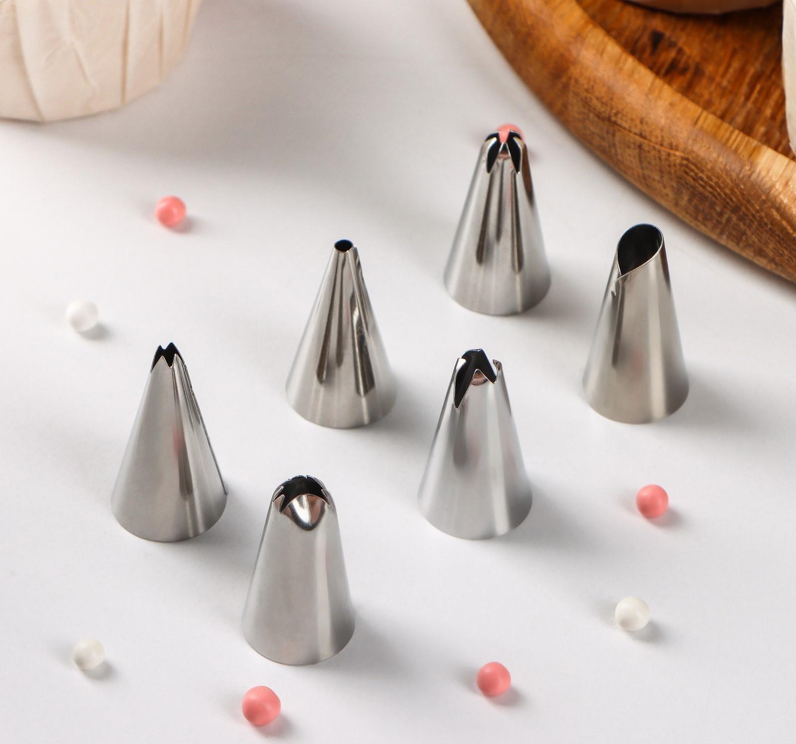 Набор насадок кондитерских Доляна, d=1,7 см, 6 шт, форма МИКС