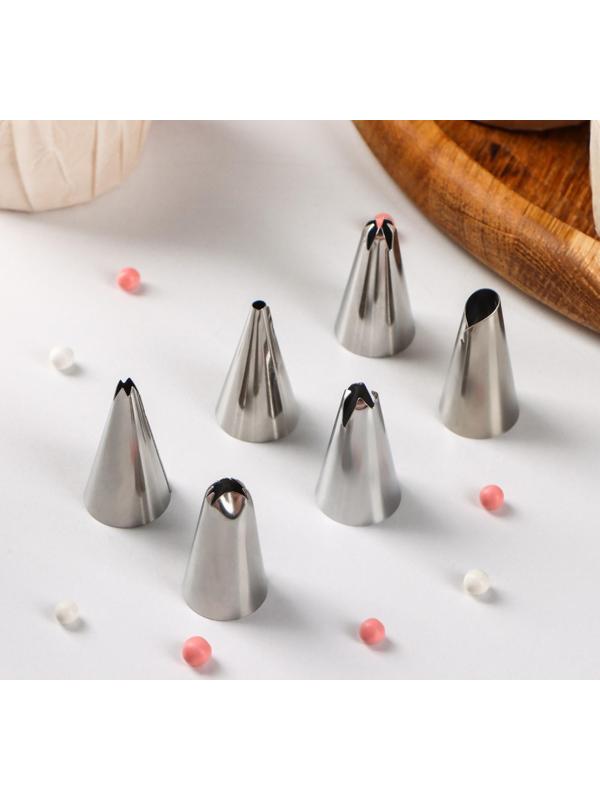 Набор насадок кондитерских Доляна, d=1,7 см, 6 шт, форма МИКС