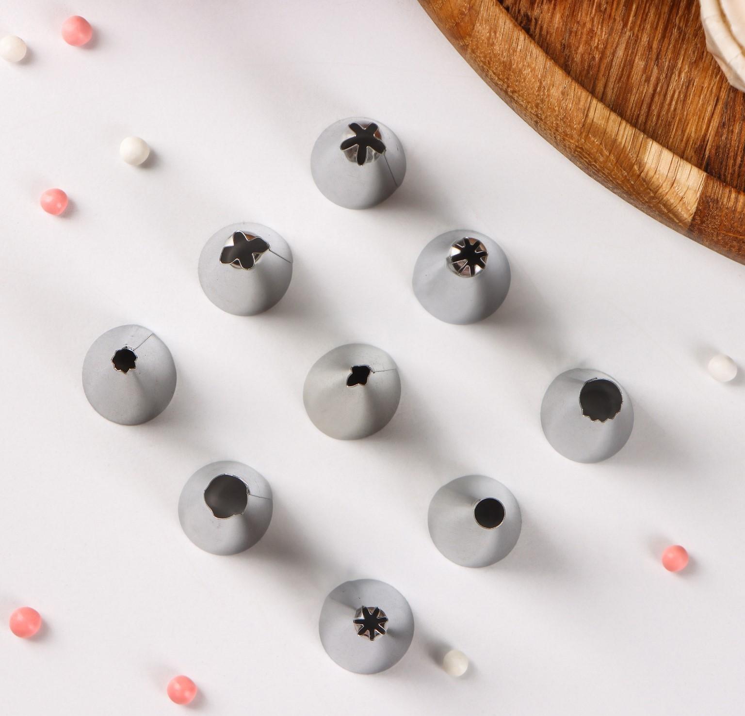 Набор насадок кондитерских Доляна, d=1,7 см, 9 шт, форма МИКС