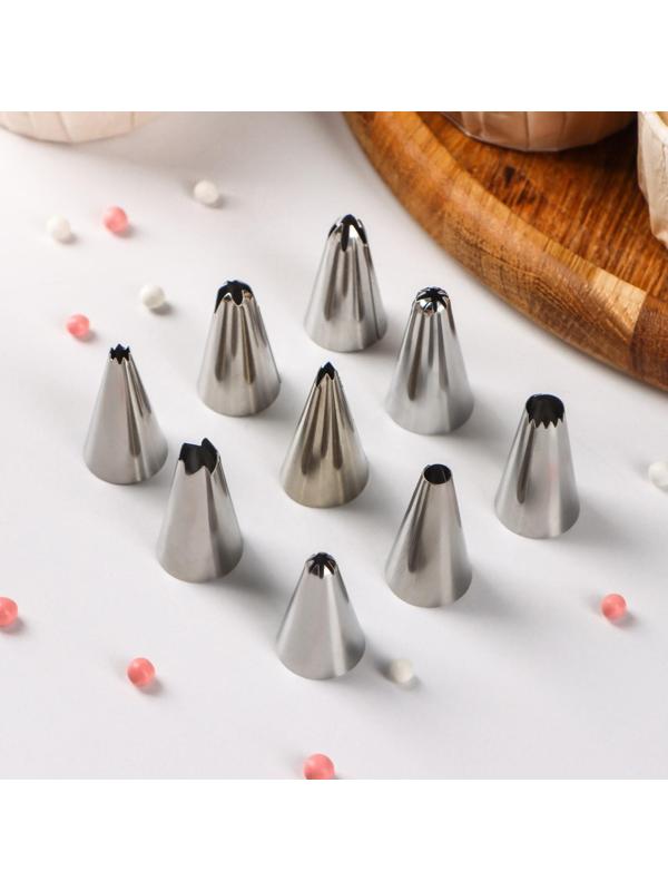 Набор насадок кондитерских Доляна, d=1,7 см, 9 шт, форма МИКС