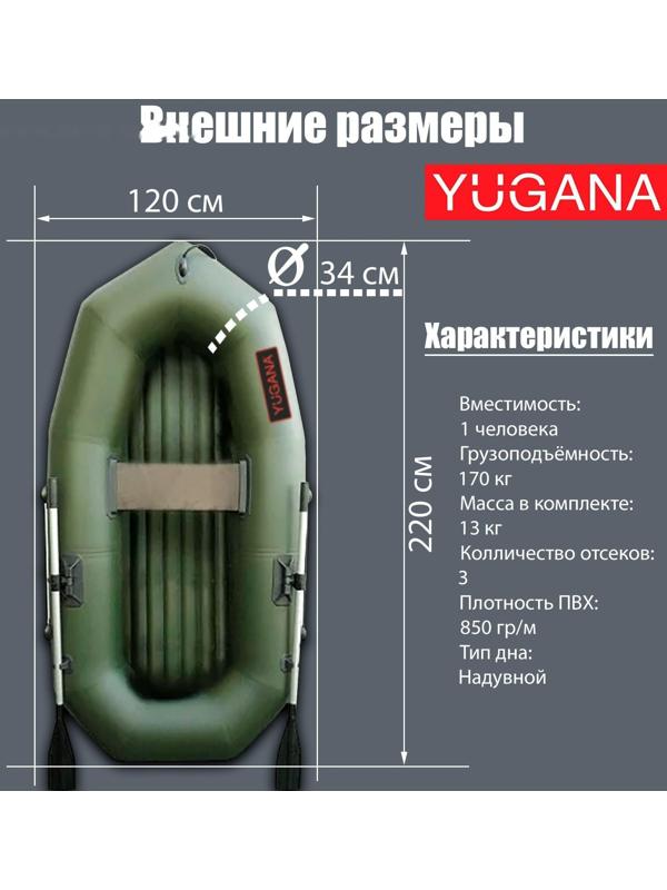 Лодка YUGANA R-220 НД, надувное дно, цвет олива