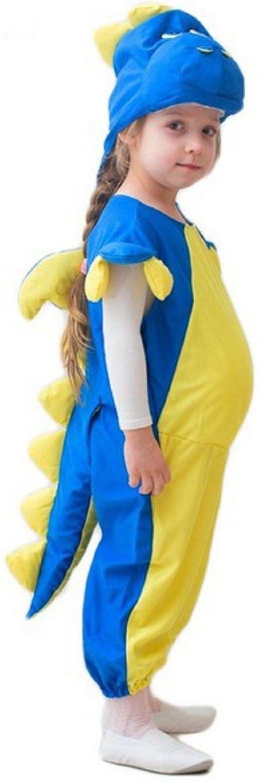 Карнавальный костюм «Дракончик», шапка, комбинезон, набивной живот, 5-7 лет, рост 122-134 см