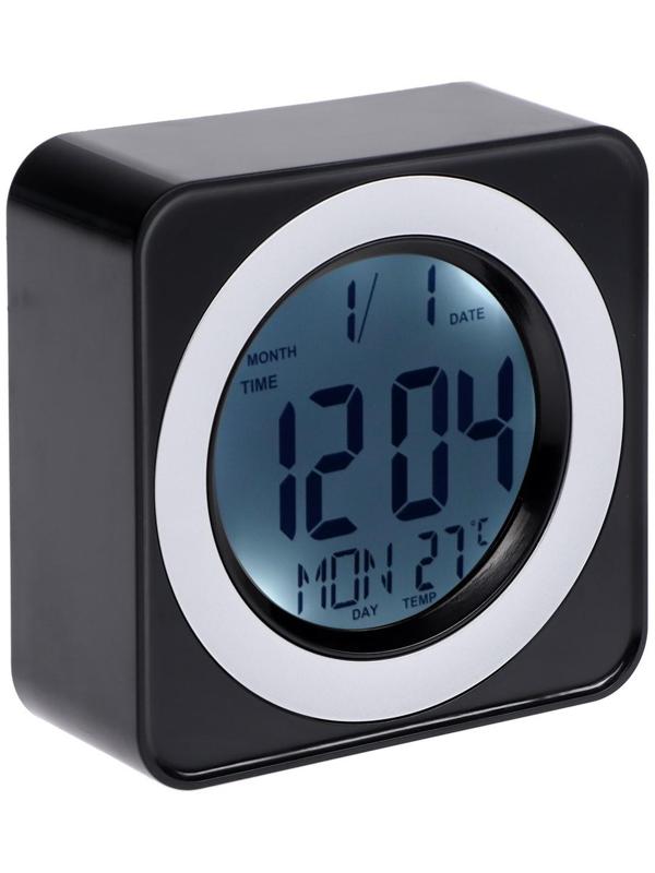 Будильник Luazon LB-20, температура, подсветка срабатывает от хлопка, черный