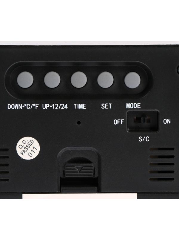 Будильник Luazon LB-20, температура, подсветка срабатывает от хлопка, черный