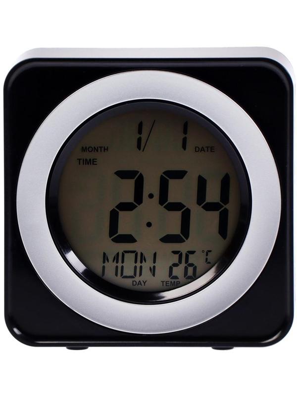 Будильник Luazon LB-20, температура, подсветка срабатывает от хлопка, черный