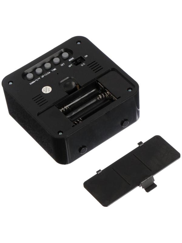 Будильник Luazon LB-20, температура, подсветка срабатывает от хлопка, черный