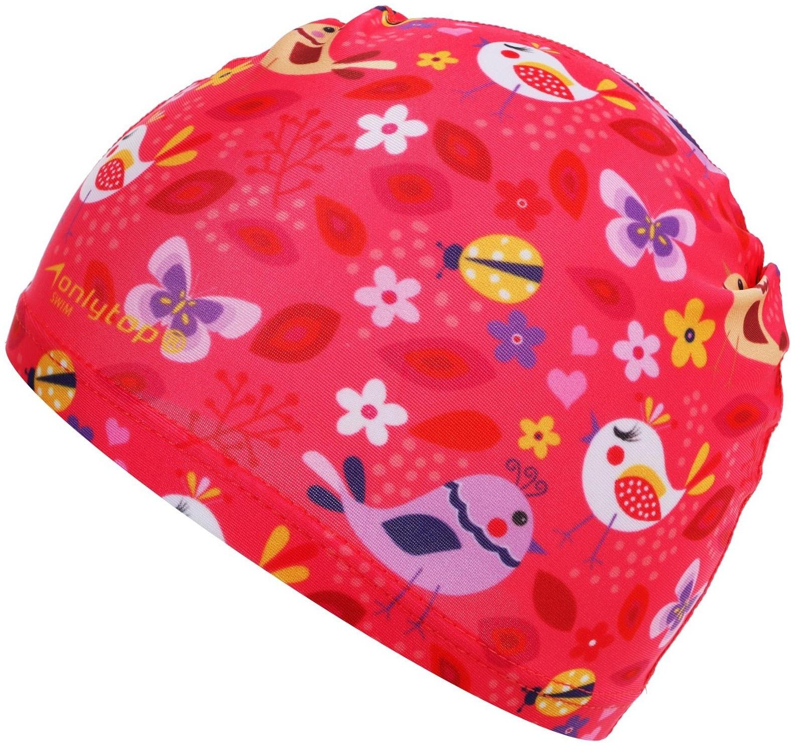 Шапочка для плавания детская «Птички», тканевая, обхват 46-52 см