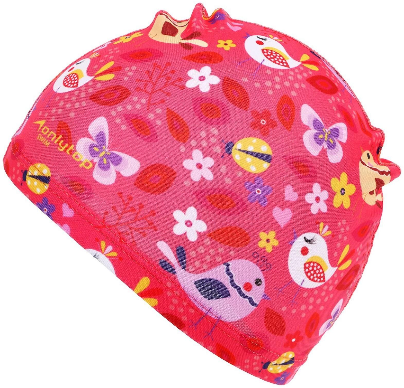 Шапочка для плавания детская «Птички», тканевая, обхват 46-52 см