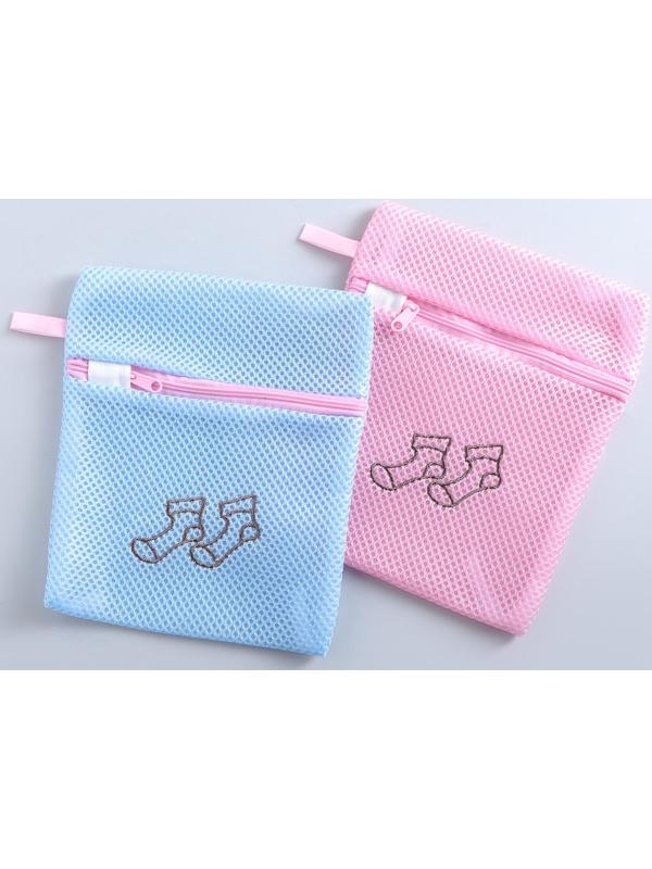 Мешок для стирки носков, 17×20 см, трехслойный, крупная сетка, цвет МИКС