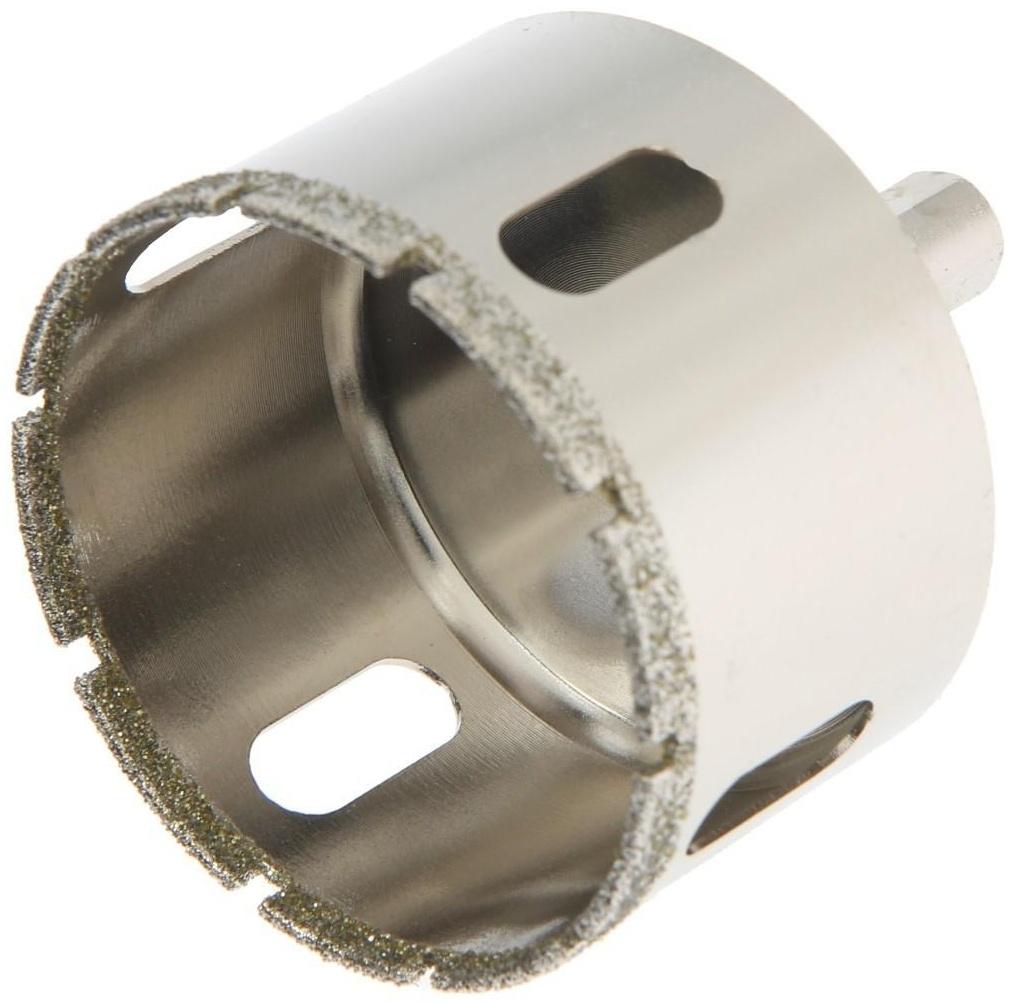 Сверло алмазное по стеклу и керамике ТУНДРА, трехгранный хвостовик, 55 х 65 мм