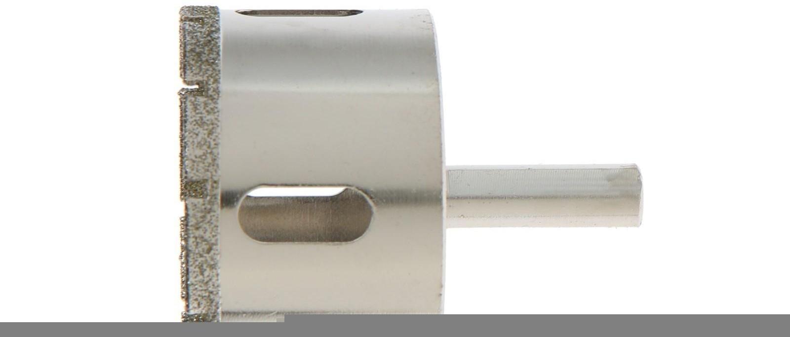 Сверло алмазное по стеклу и керамике ТУНДРА, трехгранный хвостовик, 55 х 65 мм